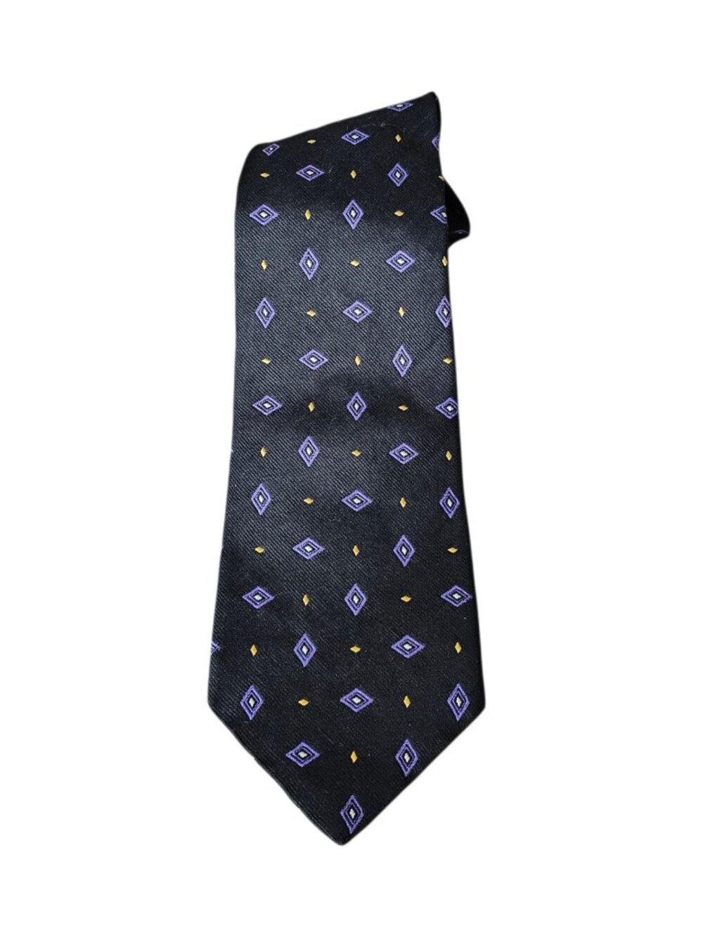 Lauren Ralph Lauren Geometric Purple Gold Diamond Pattern Long Suite Necktie